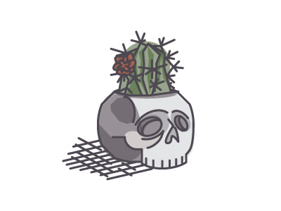 Prick branding cactus line art minimal skull