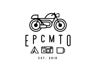 EPCMTO badge branding cafe campig icon leica logo minimal moto motorcycle racer tent