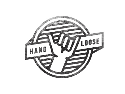 Hang Loose badge branding hand hang loose icon miminal texture vector