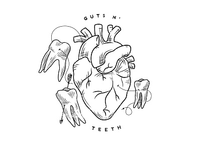 Guts N' Teeth illustration line art minimal tattoo