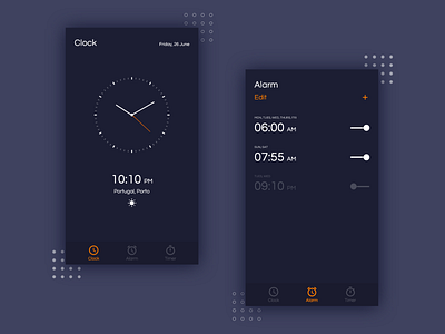 Mobile Clock and Alarm alarm clock design mobile ui design uiux ux design visual design