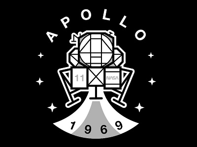 Apollo 11 Lunar Module apollo illustration nasa space stars