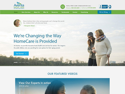 Aventa Senior Care - Home Page Design Concept branding creative design flat illustrator logo simple subscription typography ui ux vivekwebsitedesign web website