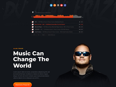 Music can change the world creative illustration music music website typography ui vivekwebsitedesign web design