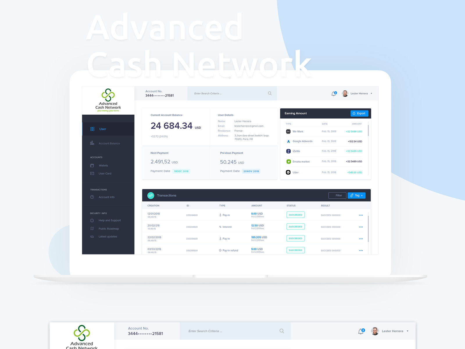 Advanced cash Network by Vivek Surana on Dribbble