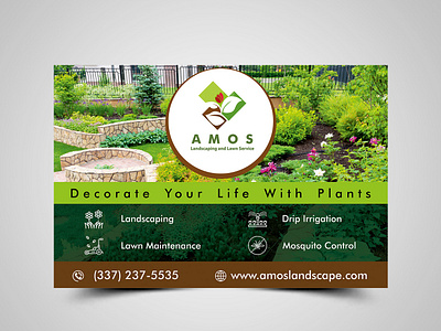 Amos Landscaping And Lawn Service brochure brochure designs creative design graphic design graphics vivekgraphicsdesign