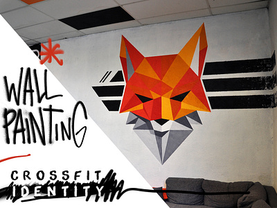 FOX CROSSFIT BRANDING black creative fox fresque geometic hot logo logotype orange street sun urban wall wallpainting warm wolf