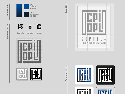 CONSISTENCY BOARD blue brand identity branding business color palette design gradient graphic grid illustrator logo logotype maze