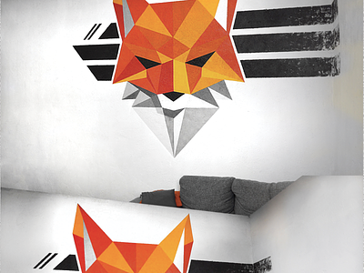 FOX WALL branding color fox geometric geometry graphic hot orange logo oranges paint paintings wall art wall mural wallpainting warm