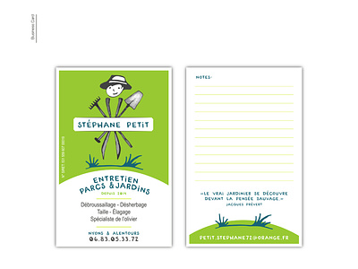 LANDSCAPER CARD branding branding design business businesscard businesscarddesign designer flat font grass green illustration littleboy quote tools typo