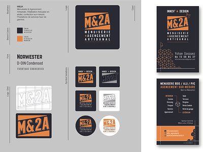 M&2A - Wood Business 3d businesscard flatdesign geometric logo logotype orange wood
