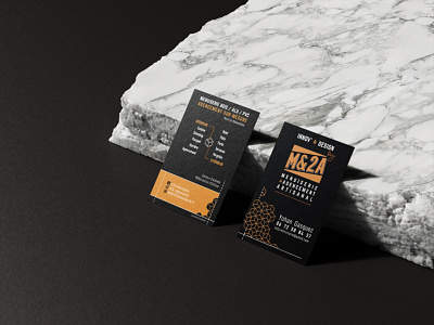 M&2A - Wood business card black businesscard dark flat geometic logo logotype minimal orange wood