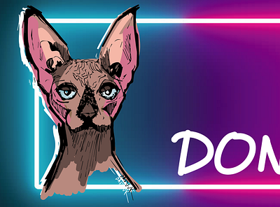 SPYNX - DON'T blue cat drawing graphic illustration neon purple sketch visual