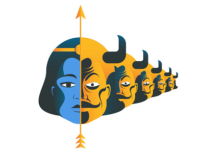 Dussehra Icon design festival flat gradient icon illustration vector
