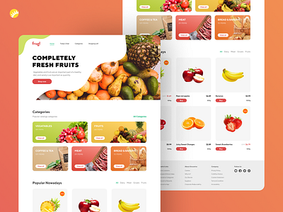 Frugl app app design bright design design app fresh fruit homepage design landing page ui ui design ux ux design website design white background