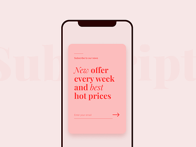 Pop-Up / Overlay 016 appdesign daily 100 daily ui dailychallenge dailyui dailyui016 pop up subscription typography uidesign