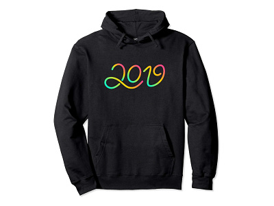 Happy New Year 2019 LOV Hoodie 2019 apparel christmas clothing colorful colourful couples hand lettered hand lettering illustration lettering love lover lovers madebybono neon neon colors new year new year 2019 new year eve