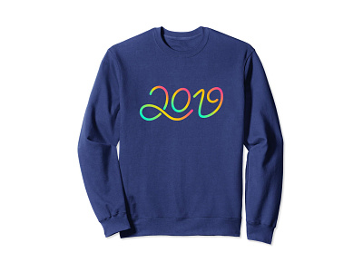 Happy New Year 2019 T-shirt LOV T-shirt 2019 amazon apparel clothing colorful hand lettered hand lettering happy new year illustration lettering love madebybono navy navy blue new year new year 2019 outline threadless type typography