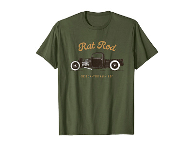 Rat Rod Vintage T-Shirt apparel car illustration classic classic car clothing hot rod hot rods illustration old school old skool olive patina rat rod rusty t shirt tee tees truck vintage vintage car