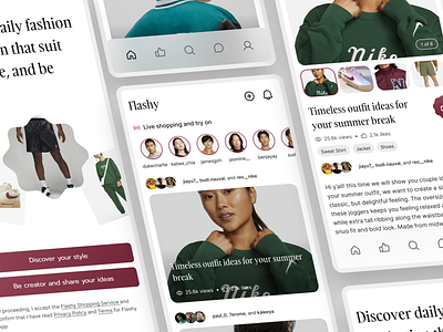 Flashy - Daily Outfit Inspiration App Showcase catalog fashion landing page mobile mobile app mobile design product product detail social media story