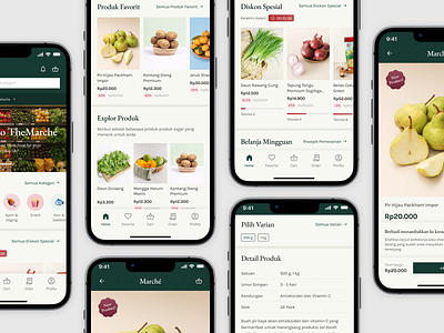 Marche - E-Commerce app card card list delivery app e commerce fruit groceries illustration mobile mobile design product detail product list shop shopping