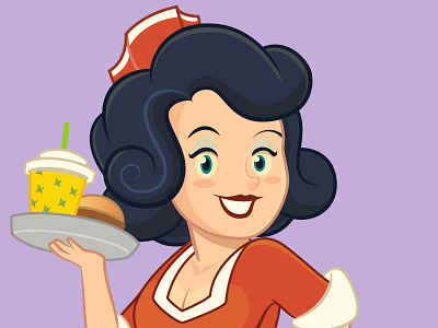 Diner cartoon character coke design diner fashioned hamburger old red retro vintage waitress