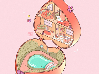 Polly Pocket Art cartoon digital art digital artwork digital illustration illustration illustrator ipad art isometric isometric art procreate