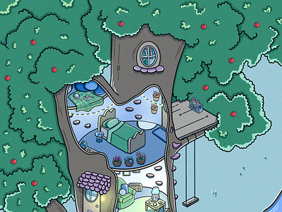 Treehouse Isometric Art cartoon digital artwork digital illustration digitalart illustration illustrator ipadproart isometric isometric art procreate