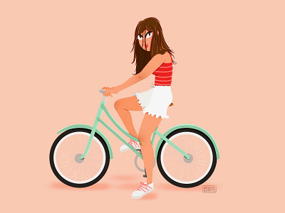 Summer Days bicycles digital art digital artist digital illustration drawing people graphic artist illustration digital illustrator procreate procreate art summer party