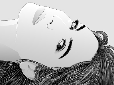 Valentina adobe illustrator grayscale hair illustration portrait vector