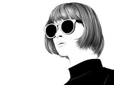 Hipster adobe illustrator black hair illustration portrait vector vector portrait white