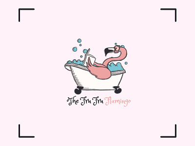 The Fru Fru Flamingo - Logo Design adobe illustrator bath bathtub branding design flamingo graphic design icon illustration logo logo design typography vector