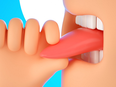 Tongue out 3d 3d art 3d artist c4d character cinema 4d design fingers hand illustration render tongue ui