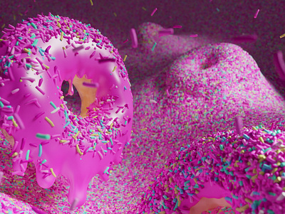 Drowning in a Sea of Sprinkles 3d art art blender blender3d cgi donuts illustration render sprinkles