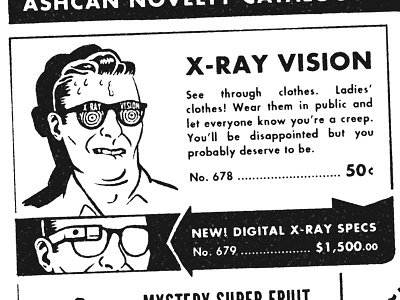 X-Ray Vision comics google glass parody progress vintage