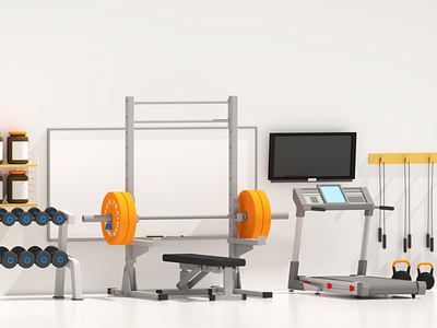 Gym 3d art 3dillustration 3dmodeling branding illustration rendering webdeisgn