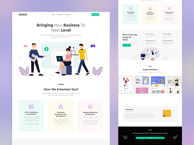 OokiA Landing Page clean color creative design home icon illustration landing page logo minimal minimalist portfolio site typography ui ux web webdesign