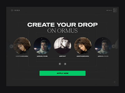 ORMUS website portfolio concept | #DailyUI design landing page modern nft photography product snap typrography web