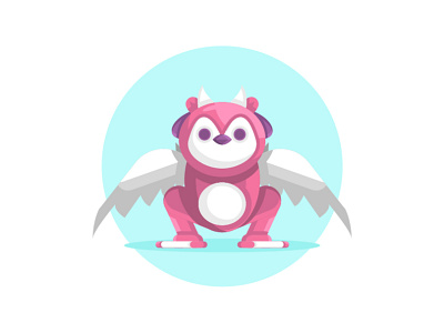 Funny Monster with Wings 🦇 animal characer cute design flat funny future galaxy happy illustration monster pink planet purple space vector wings
