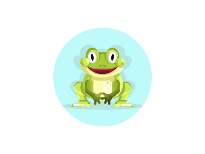 Smiling Frog 🐸 on Blue Background animal background blue characer cute design flat frog funny green illustration jump logo smile vector