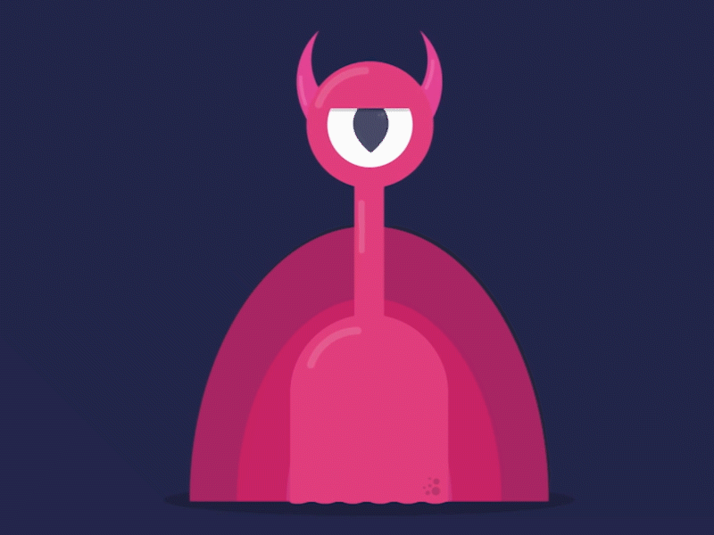 Pink Alien alien animaiton cute eye flat design gif horn illustration monster pink pupil space