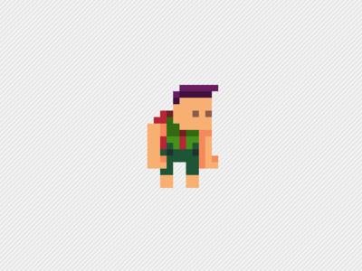 Strong character for game :) characer clothes green illustration pixel pixel art purple hair red strong t shirt