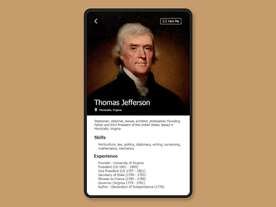 User Profile Design Thomas Jefferson