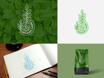 Organic Harb Logo Branding brand identity branding forest green harbal illustration leaf logo logo design organic