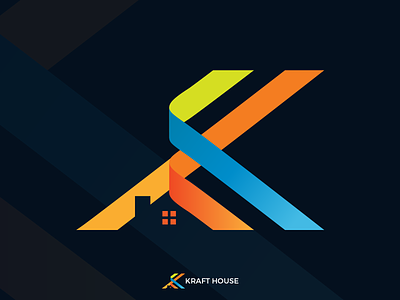 Kraft House Logo Design branding construction house illustration k letter k letter logo kraft lettering lettermark logo logo design mortgage real estate