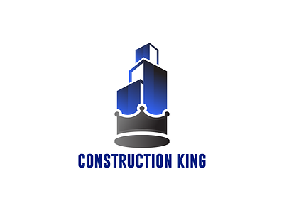 Construction King blue brand design branding building constraction crown design king logo minimal modern