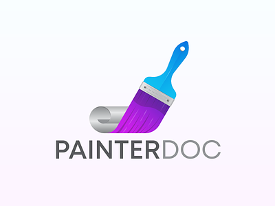 Painter Doc Logo Branding brand identity branding brush design gradient identity illustration logo paint painting painting brush painting document painting paper paper