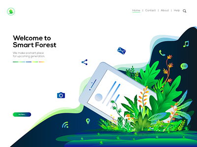 Illustration for Smart Forest Page color illustration design forest gradient jungle landing page illustration leaf logo ui illustration vector vibrant color illustration wallpaper