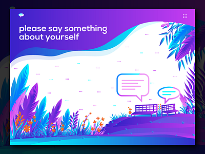Please say something about yourself design forest gradient illustration jungle landing page illustration leaf relaxing ui vector