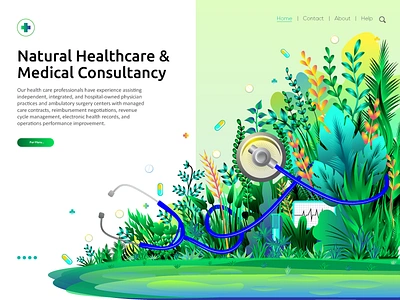 Natural Healthcare & Medical Consultancy Illustration consultancy doctor forest healthcare hero image illustration jungle landing page illustration leaf medical natural tree ui wallpaper